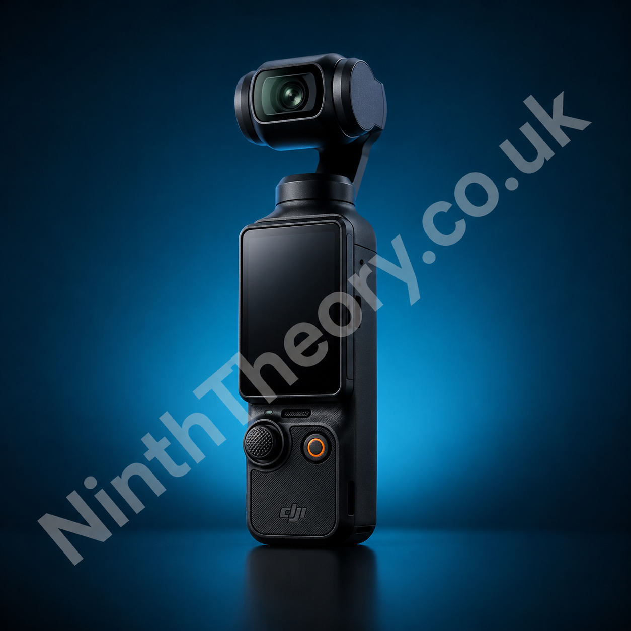 DJI Osmo Pocket 3 product image on a teal studio background