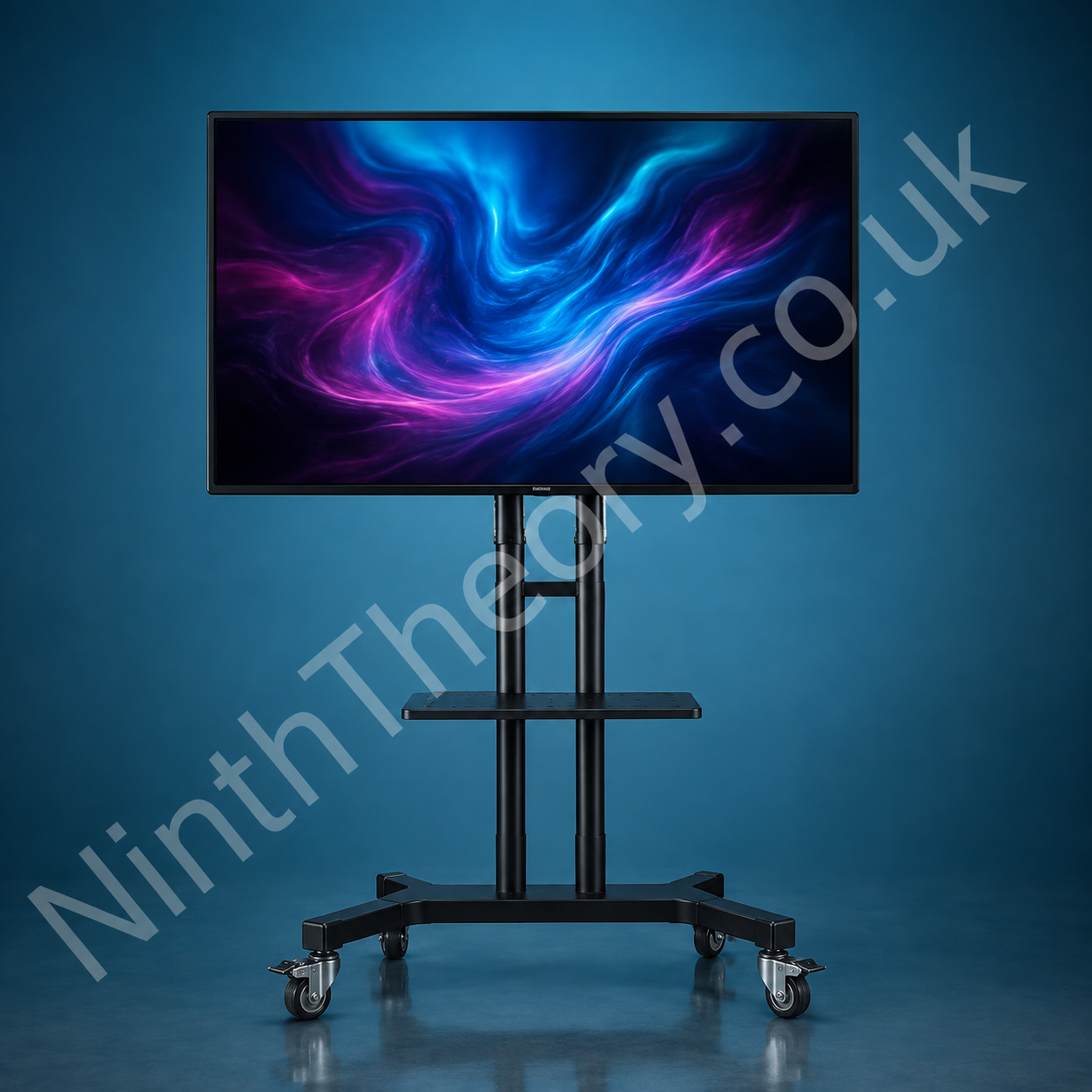 Large monitor on wheeled studio stand product image